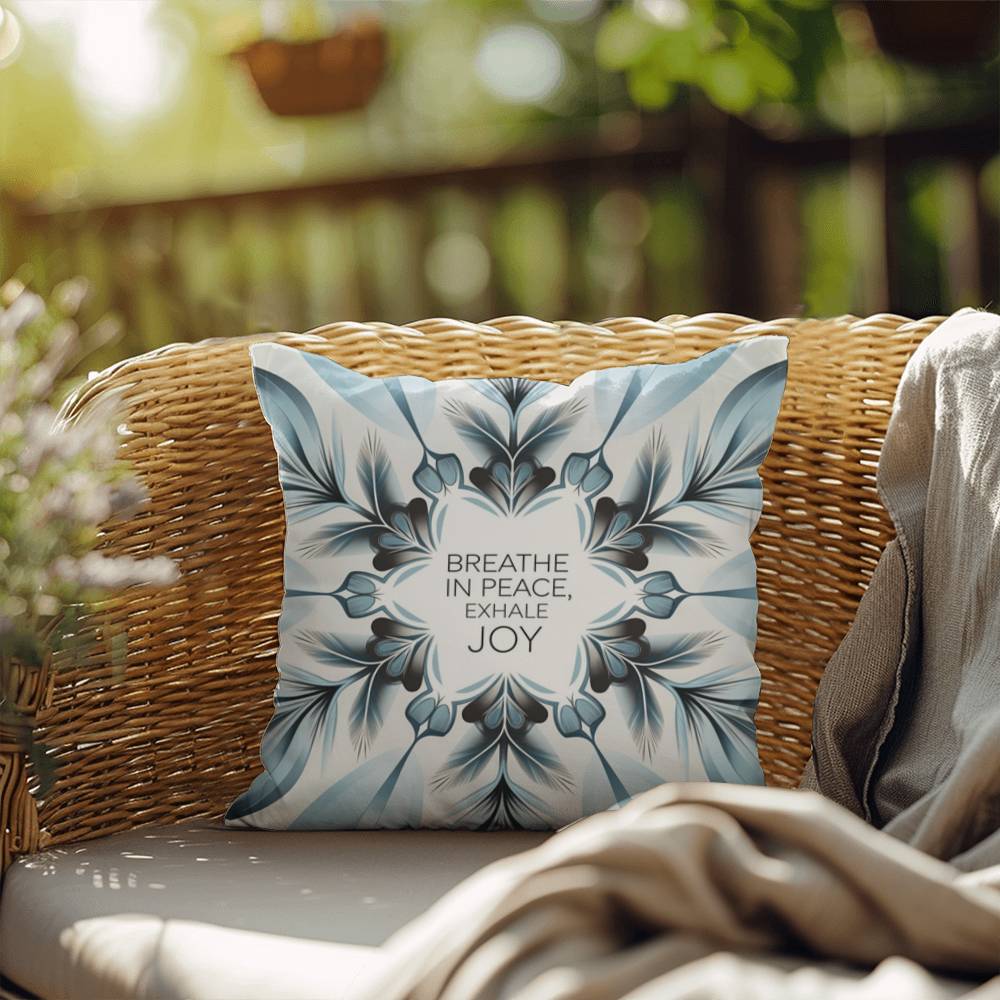 Breathe In Peace, Exhale Joy Throw Pillow - Calming Christmas pillow for mental wellness and balance
