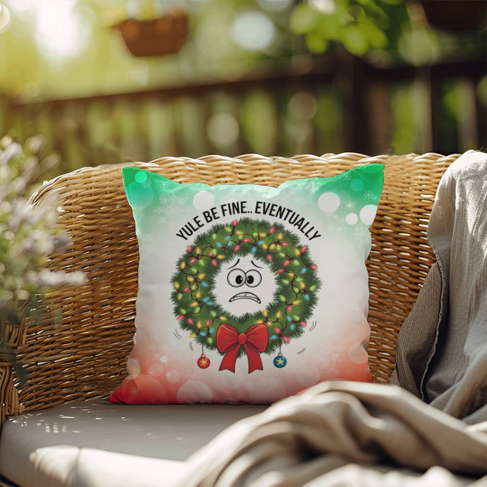 Yule Be Fine… Eventually Throw Pillow - Holiday mental health cozy decorative throw pillow