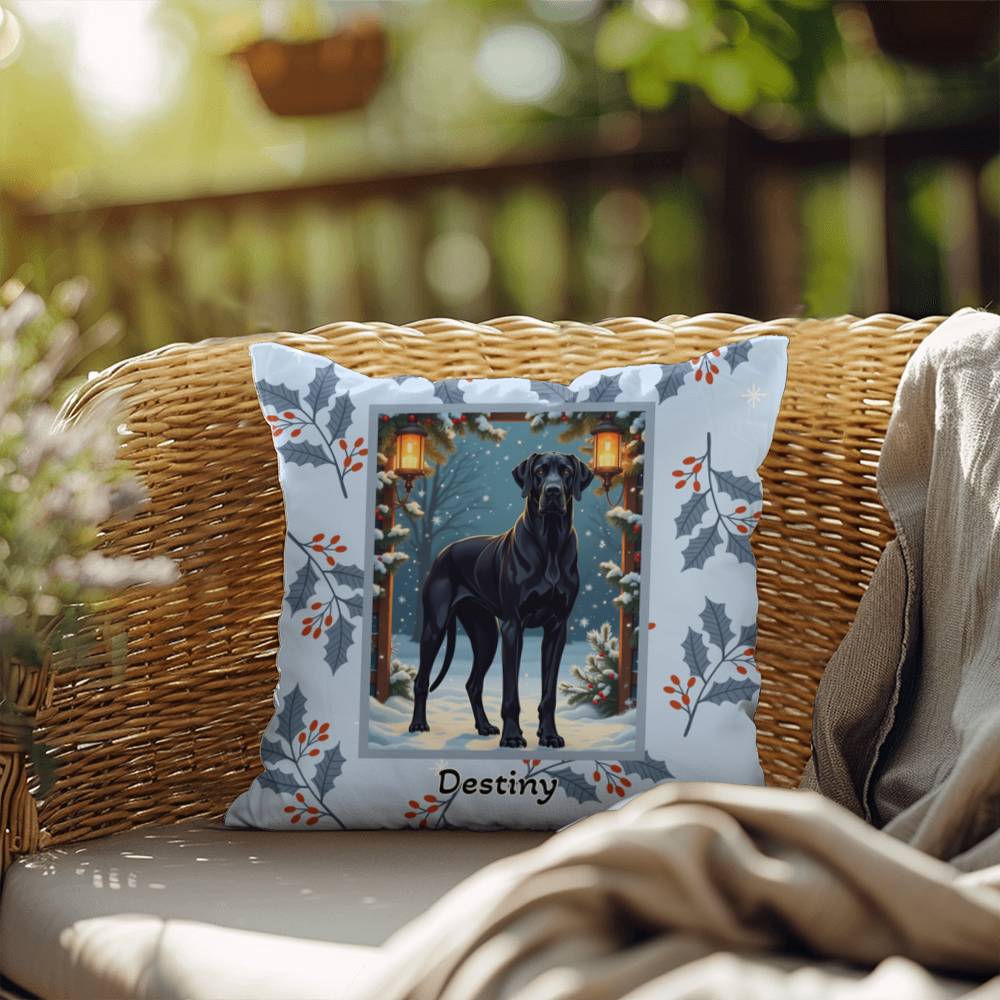 Great Dane Black Pillow - Gentle Giant throw pillow, winter Great Dane home decor, cozy dog accent