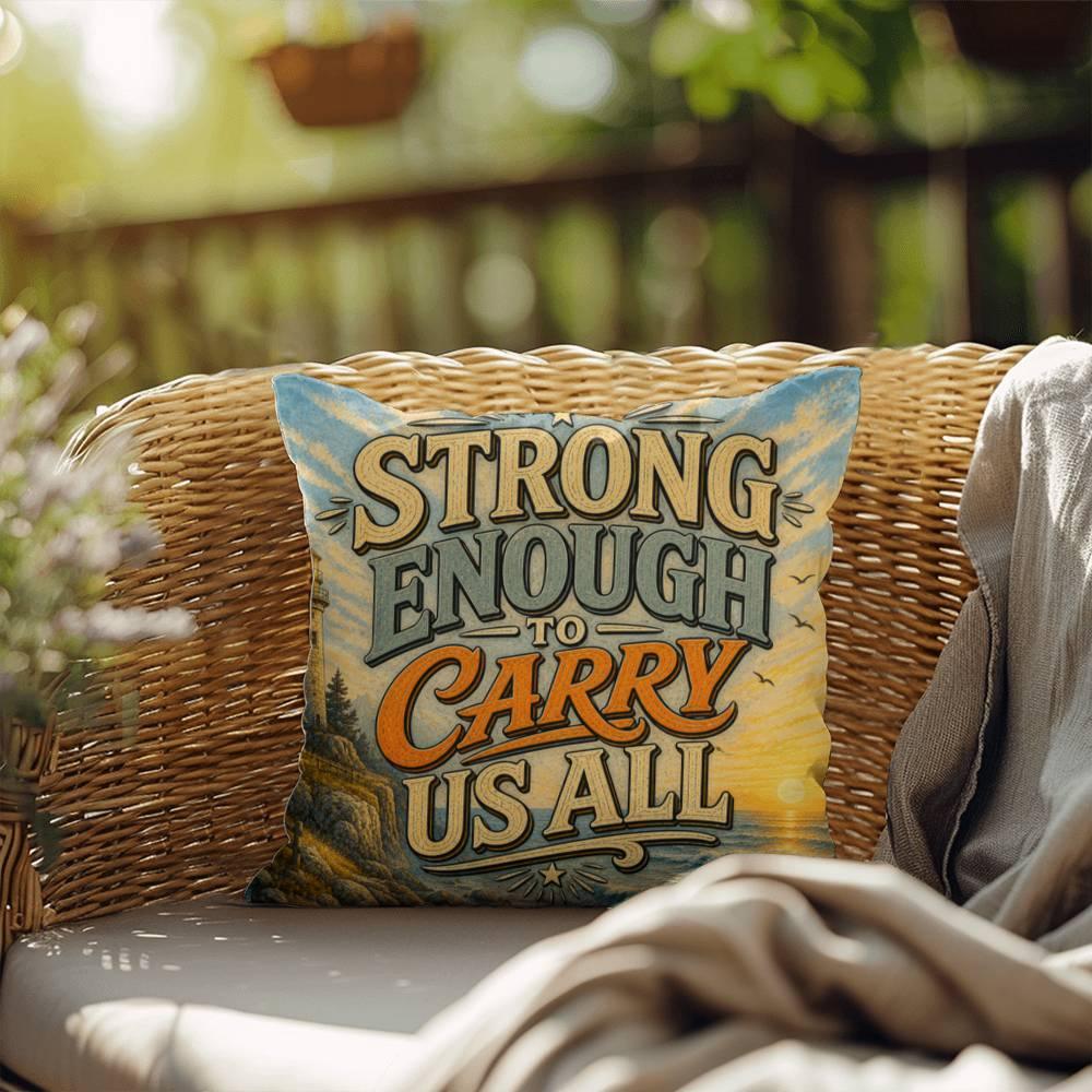 Shop our strong enough to carry us all throw pillow featuring the 20" x 20" style option from MySisterIsASurvivor.