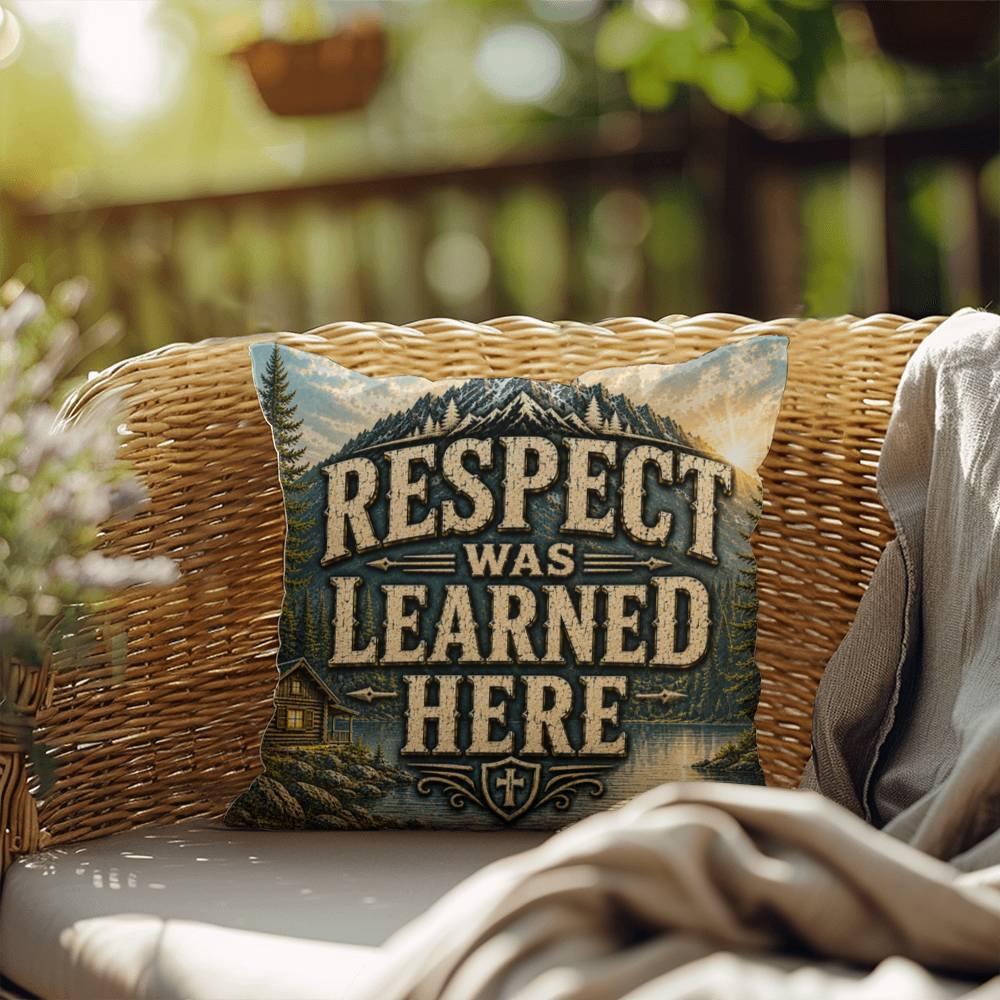 Shop our respect was learned here throw pillow featuring the 20" x 20" style option from MySisterIsASurvivor.