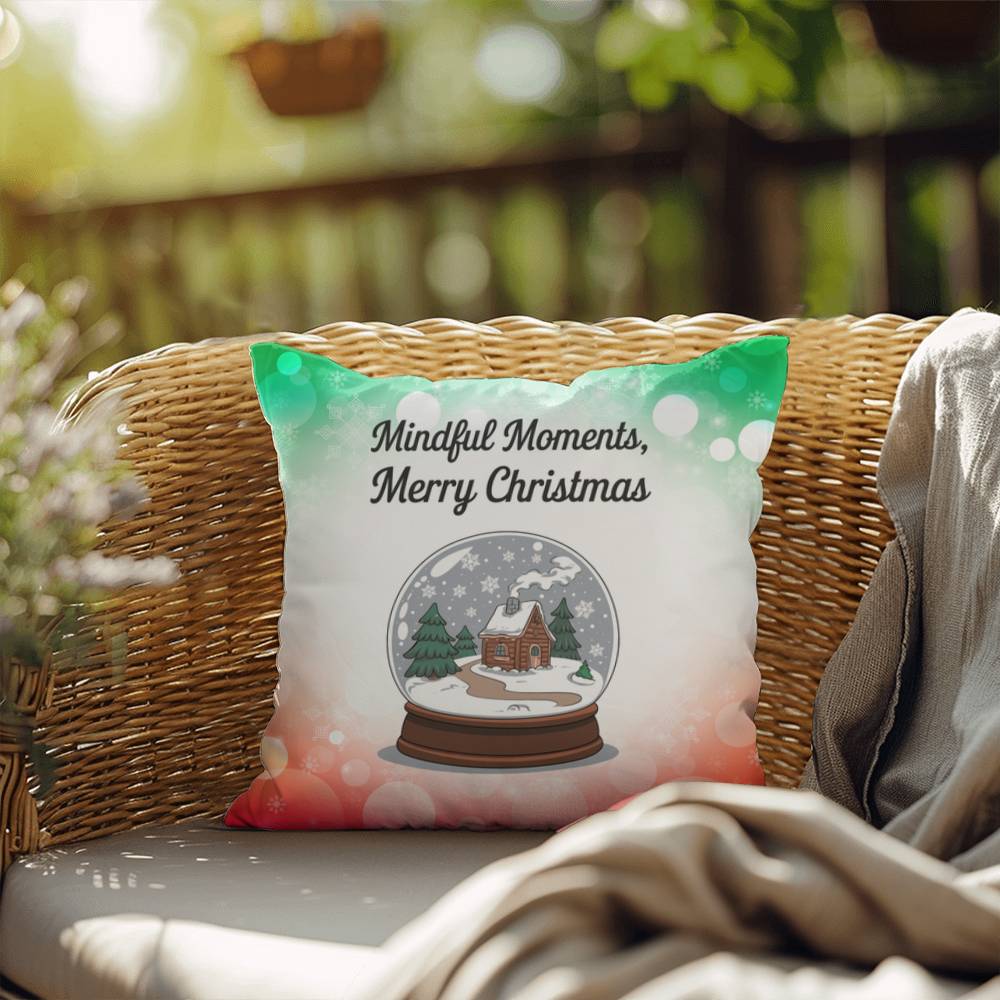 Mindful Moments, Merry Holidays Throw Pillow - Christmas wellness mental health decorative pillow