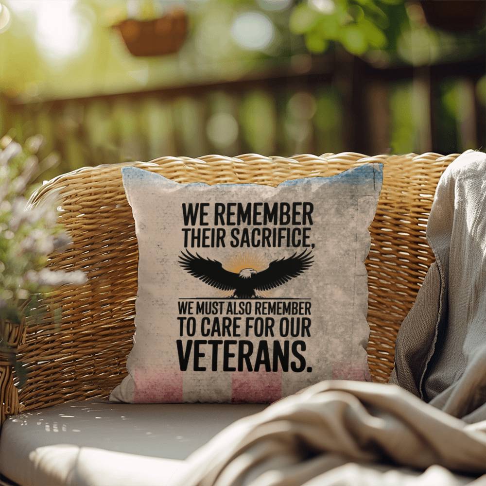 We Remember Their Sacrifice Indoor/Outdoor Pillow: Resilient Comfort - Mental Health & Memorial Tribute