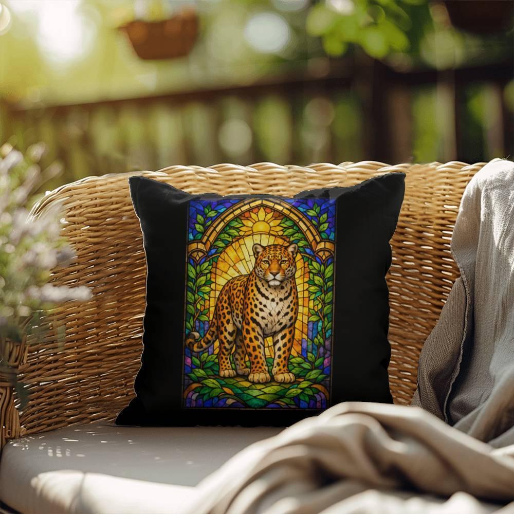 Shop our leopard stained glass style throw pillow featuring the 20" x 20" style option from MySisterIsASurvivor.