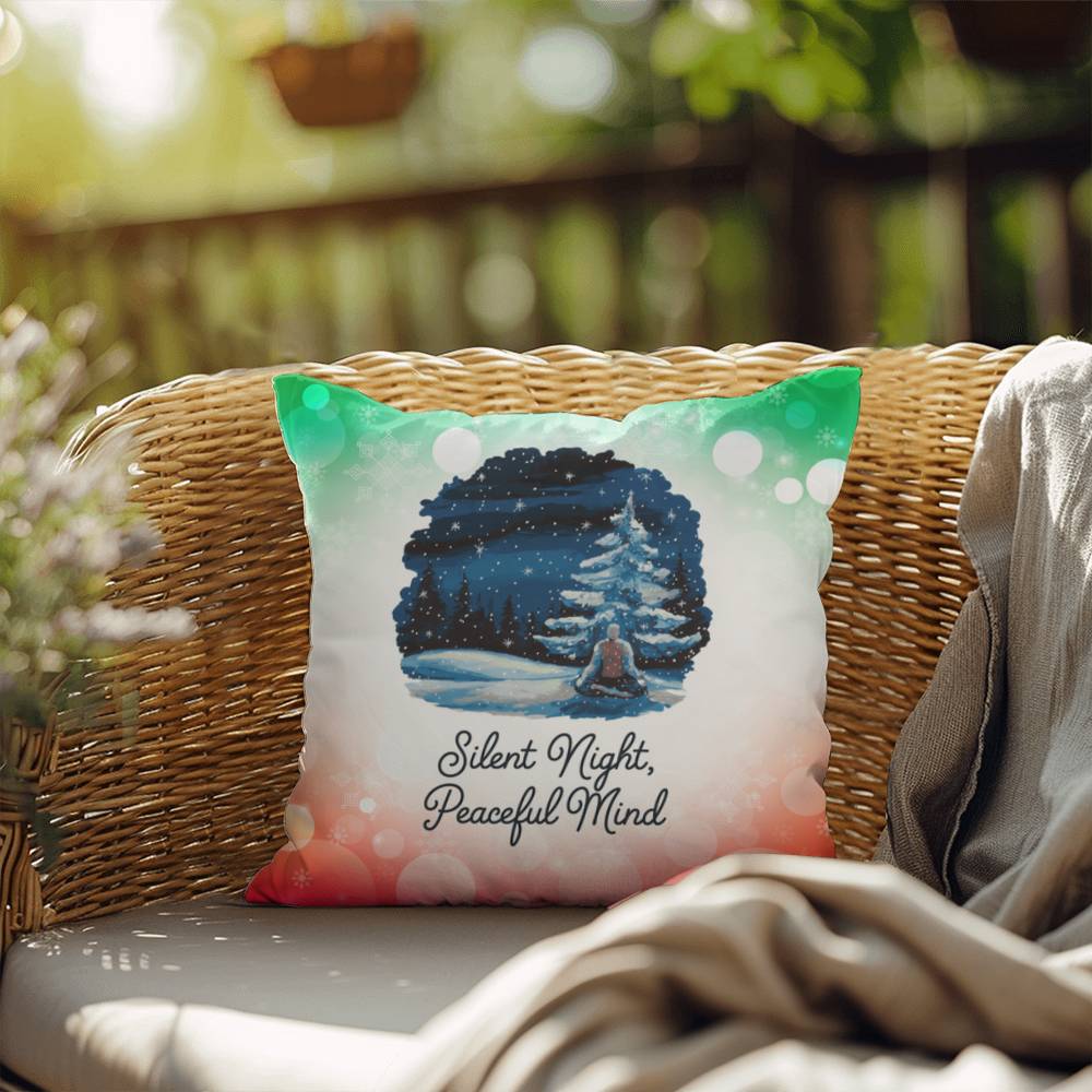 Silent Night, Peaceful Mind Throw Pillow - Christmas serenity cozy decorative throw pillow