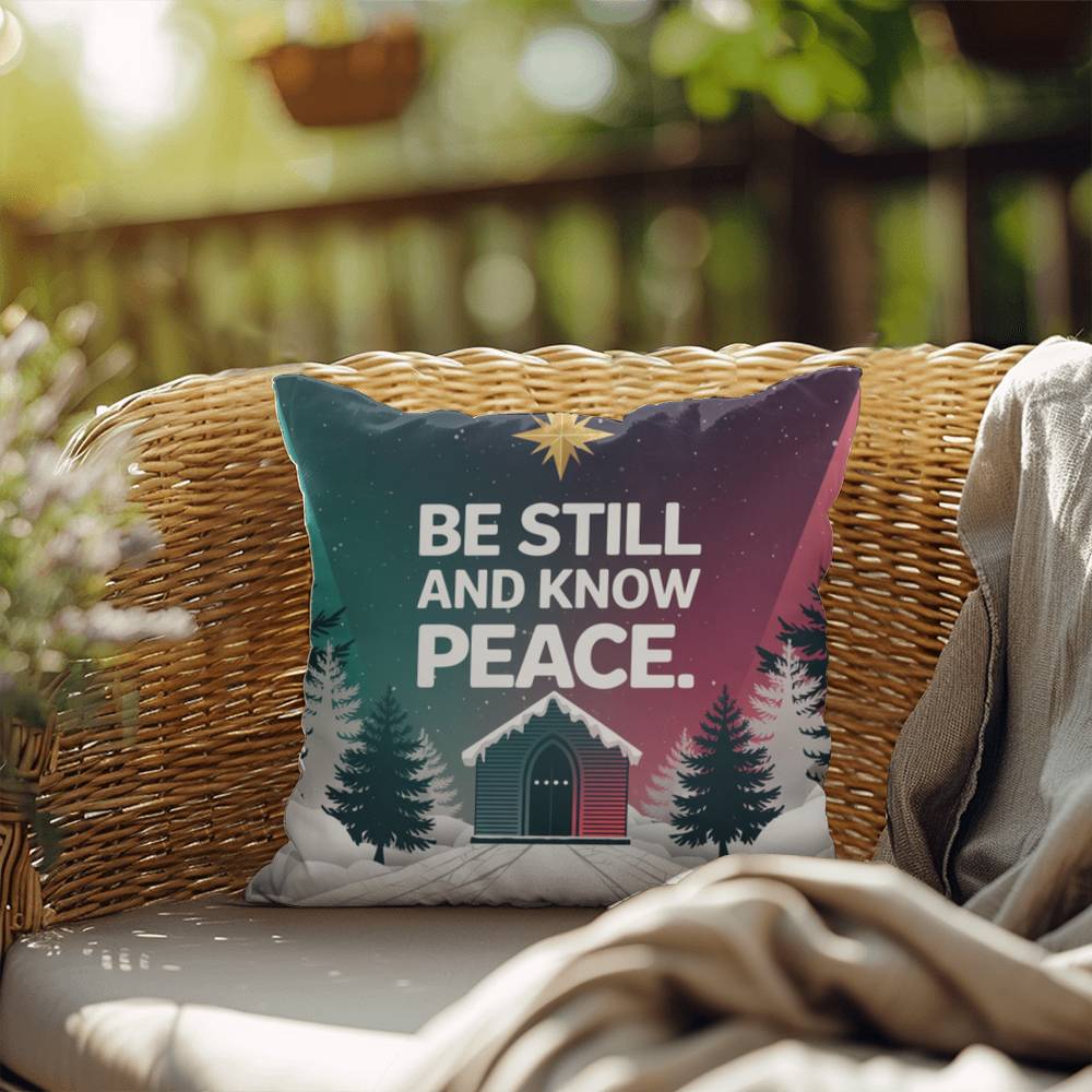 Be Still and Know Peace Throw Pillow - Calm Christmas home décor for mindfulness and reflection