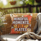 Mindful Moments, Full Plates pillow with cozy Thanksgiving quote and colorful autumn home décor