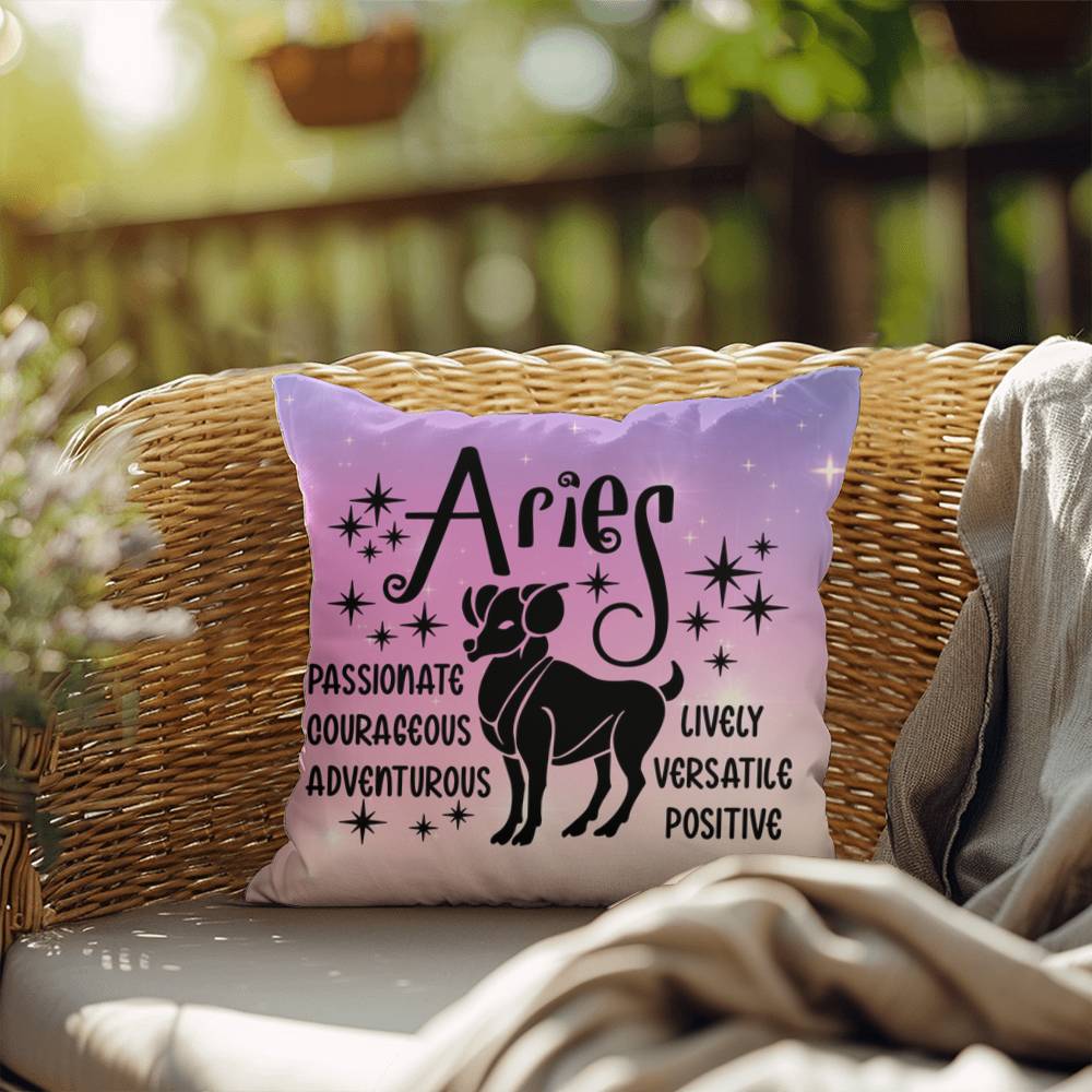 Aries Indoor/Outdoor Pillow – Zodiac Astrology Decor, Boho Accent for Home & Patio