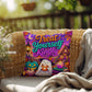 Treat Yourself Kindly message with self care inspired Halloween artwork on a decorative pillow