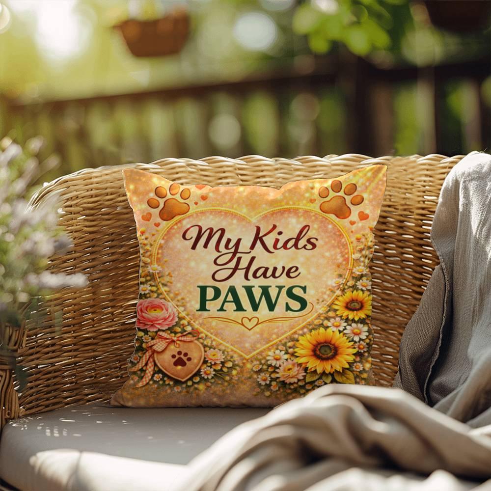 Shop our my kids have paws throw pillow featuring the 20" x 20" style option from MySisterIsASurvivor.