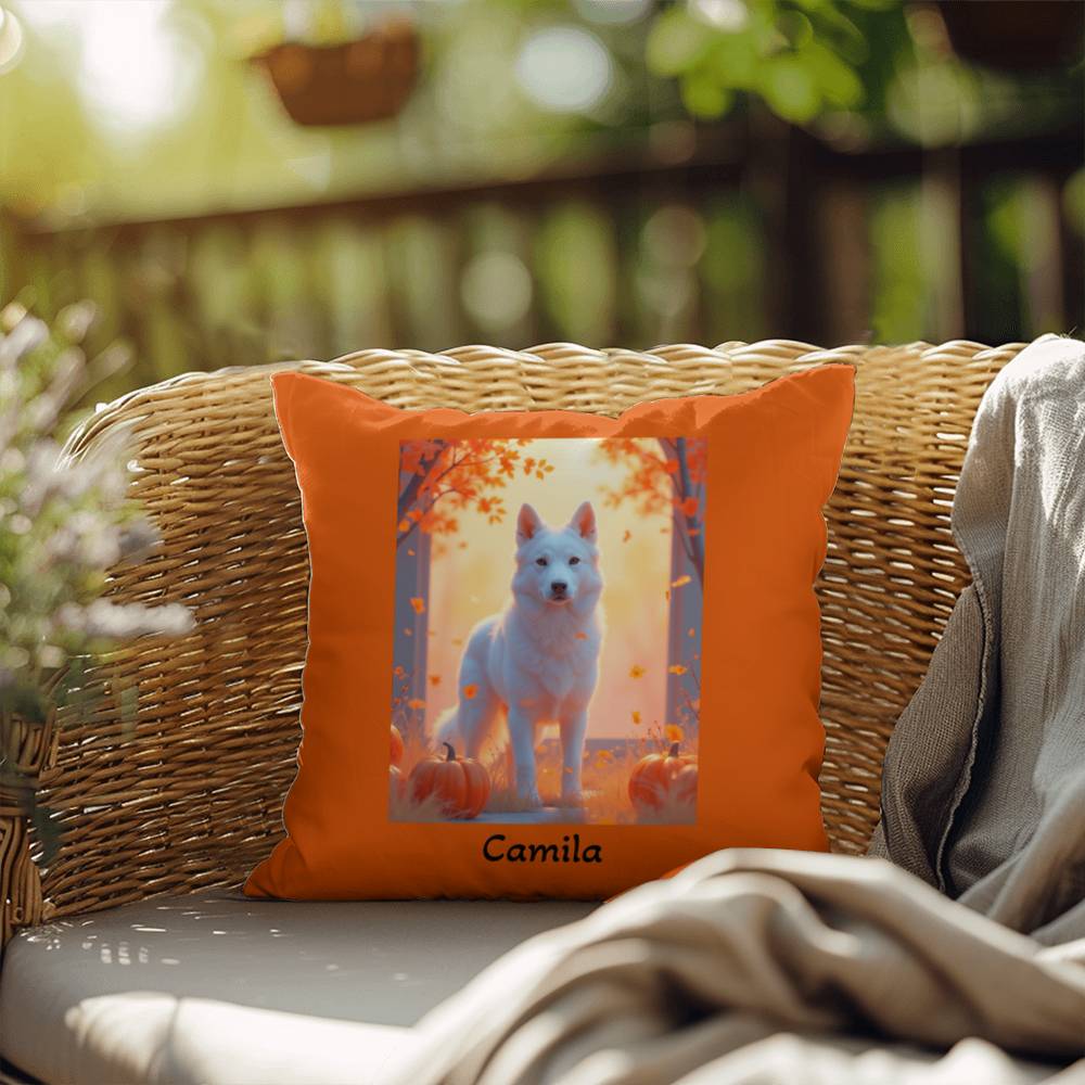 White German Shepherd pillow, personalized indoor outdoor GSD cushion, durable accent - MySisterIsASurvivor