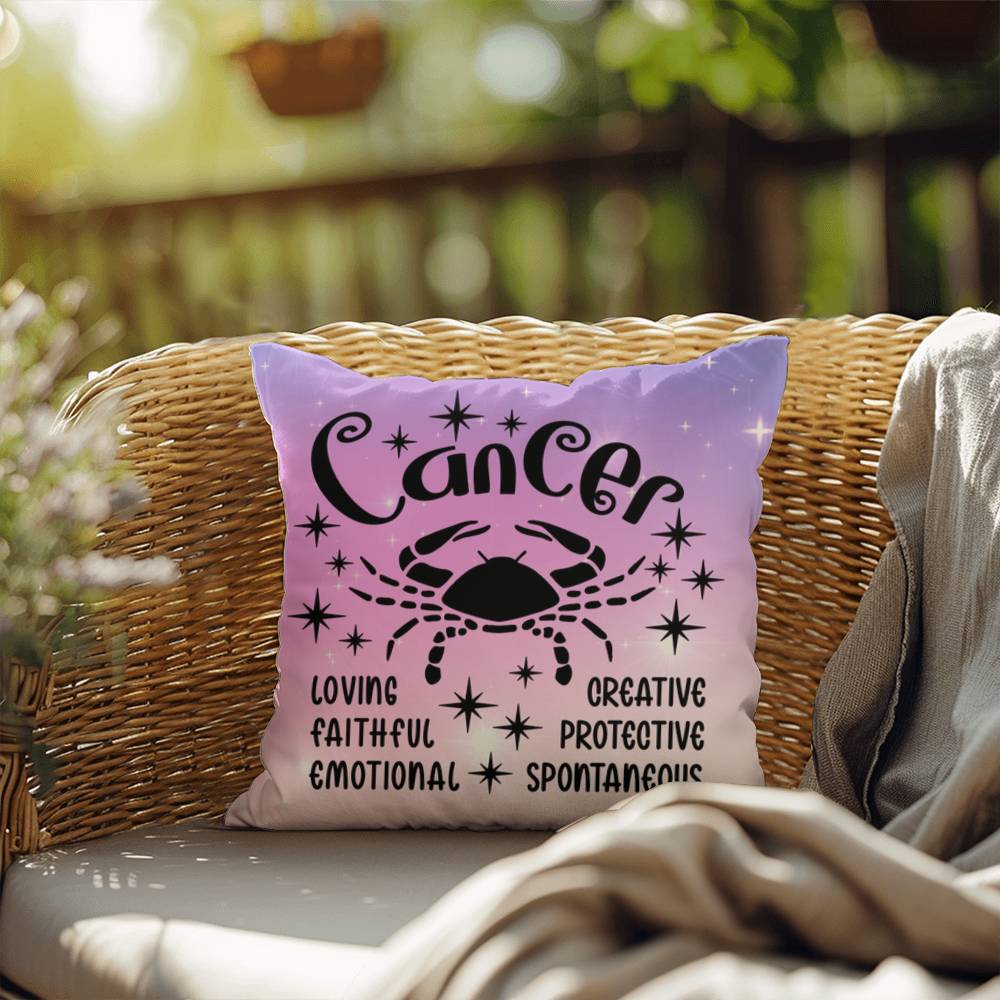 Cancer Indoor/Outdoor Pillow – Zodiac Astrology Decor, Boho Accent for Home & Patio