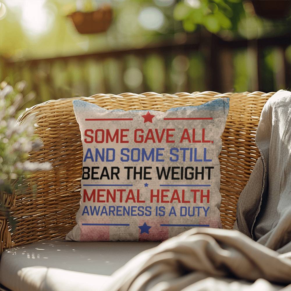 Some Gave All personalized tribute pillow for veterans, Memorial Day remembrance, and PTSD mental health support
