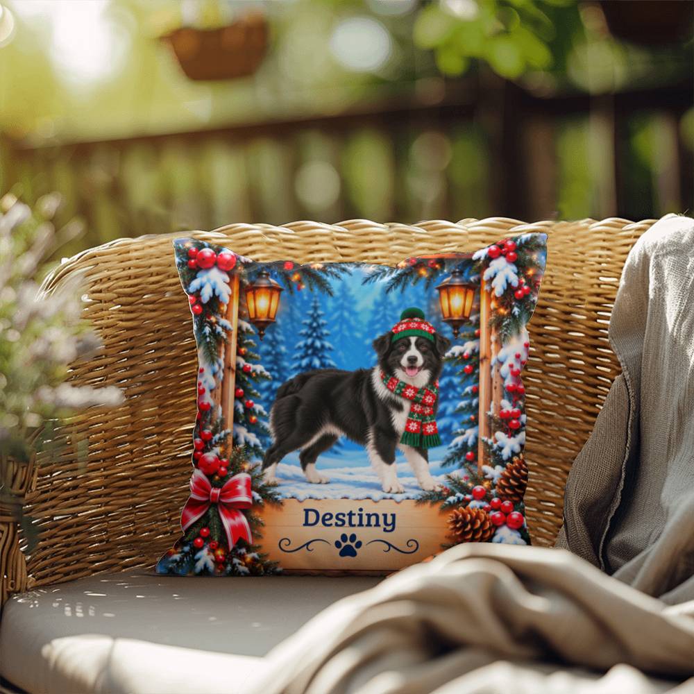 Australian Shepherd (Black & White Bi Coat) - Personalized Winter Pillow, Gift for Aussie Owners