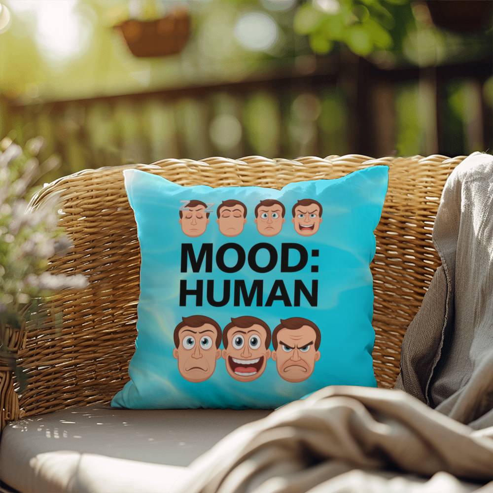 Mood: Human Indoor/Outdoor Pillow -Mental Health Support, Self-Care Decor, Anxiety Relief Throw Cushion