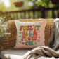 Feel It All & Flow On: Indoor/Outdoor Pillow - Groovy Affirmation for Emotional Wellness & Positive Vibes