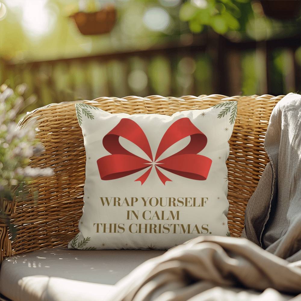 Wrap Yourself in Calm This Christmas Throw Pillow - Peaceful holiday décor for mindfulness
