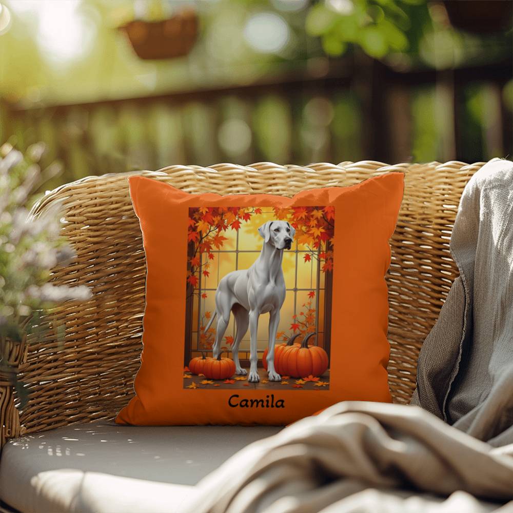Great Dane (White) Throw Pillow - Personalized Indoor/Outdoor Dog Cushion, Gentle Giant Gift