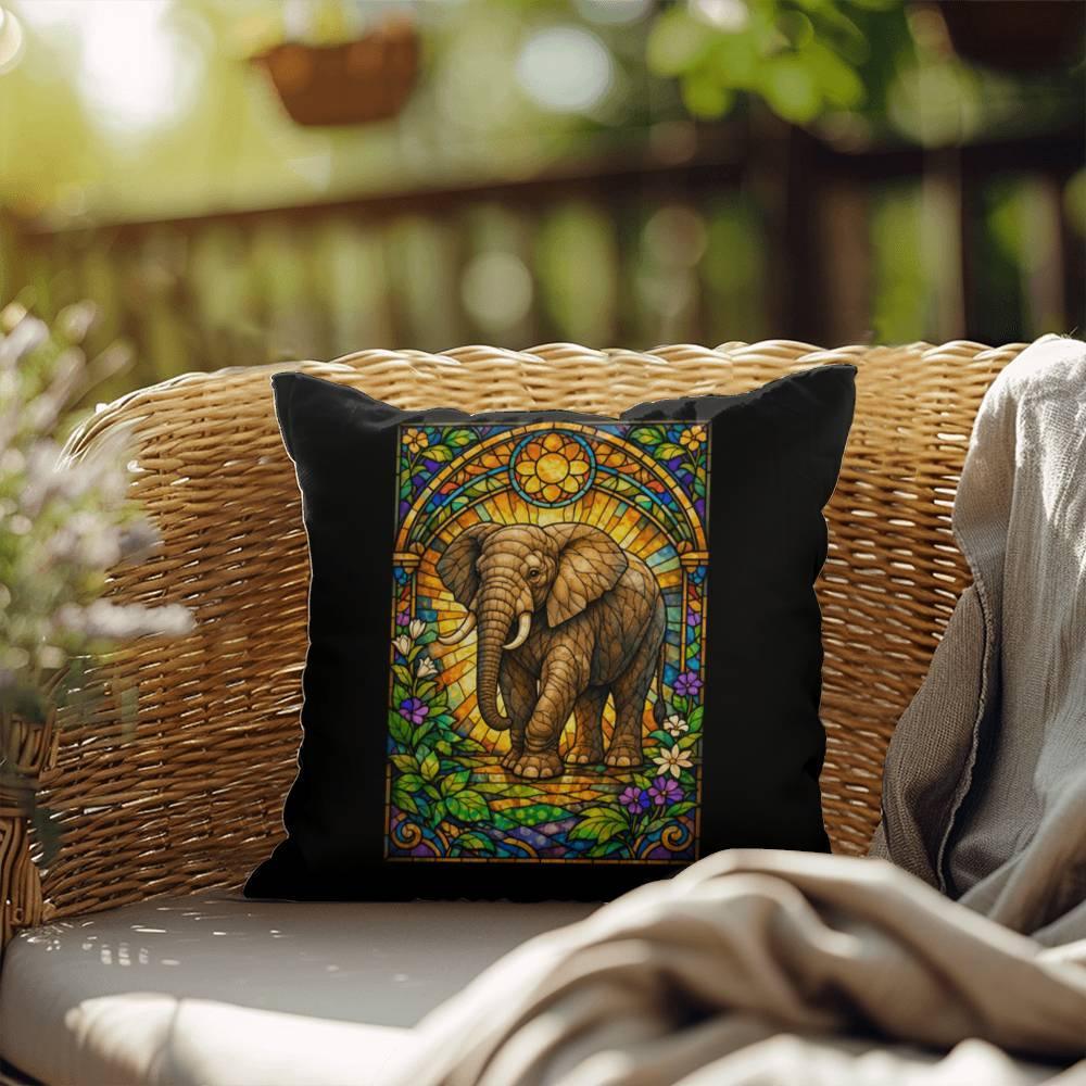 Shop our elephant stained glass style throw pillow featuring the 20" x 20" style option from MySisterIsASurvivor.