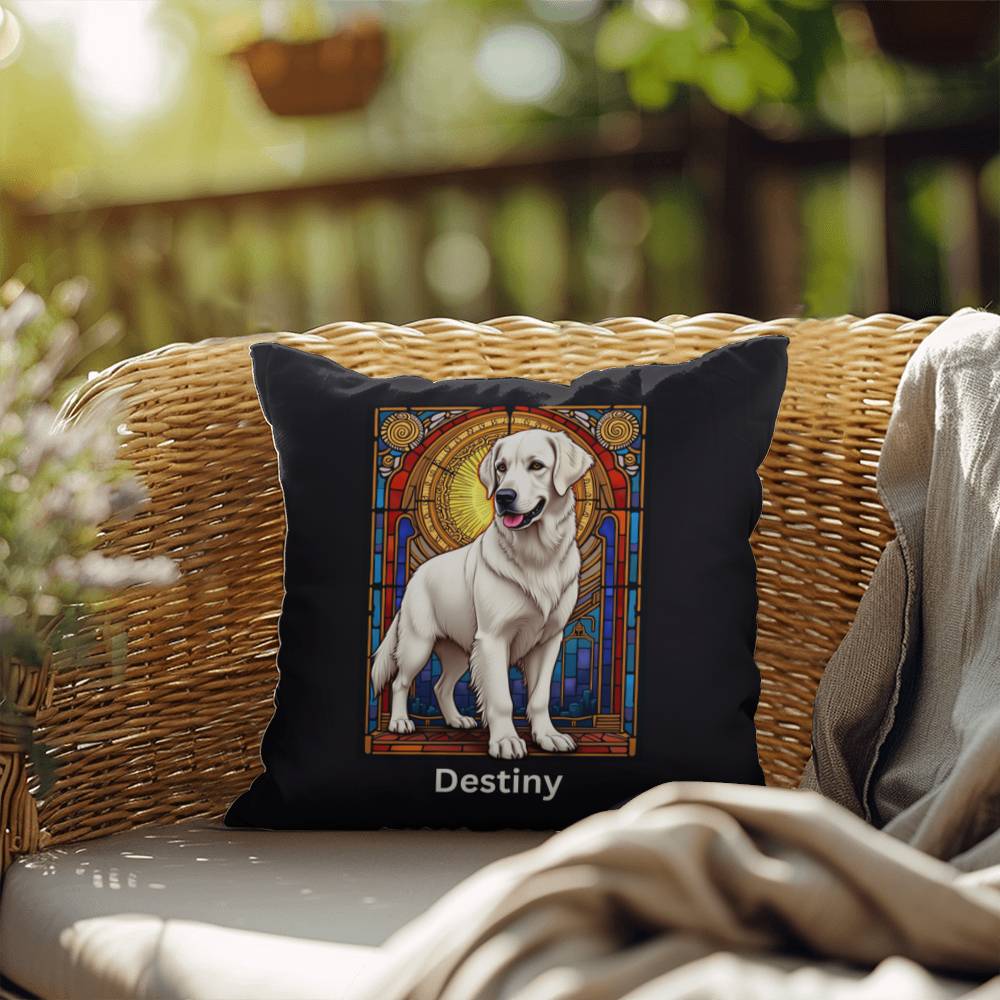 White Golden Retriever personalized indoor/outdoor pillow, dog lover home decor gift idea