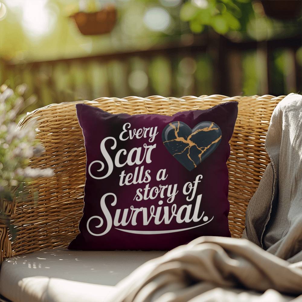 Every Scar Tells A Story Of Survival: Indoor/Outdoor Pillow Self-Care for Relaxation, Mindfulness & Emotional Wellness