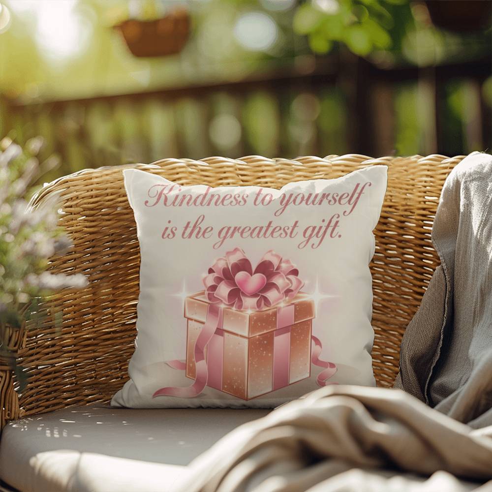 Kindness To Yourself Is The Greatest Gift: Indoor/Outdoor Pillow Self-Care for Relaxation, Mindfulness & Emotional Wellness