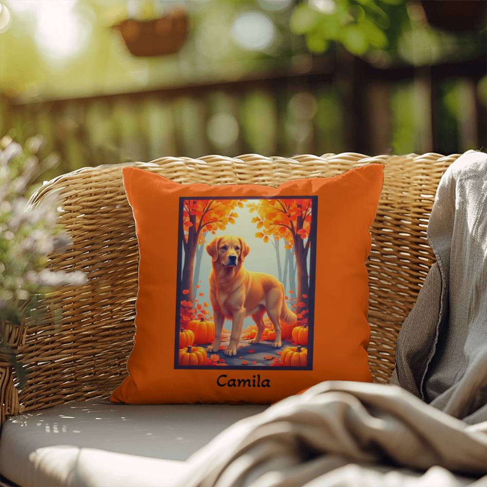 Golden Retriever pillow, custom indoor outdoor dog cushion, water-resistant accent - MySisterIsASurvivor