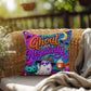 Too Ghoul For Negativity quote with positive ghost artwork on a Halloween throw pillow