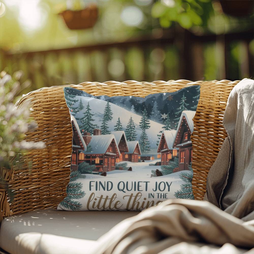 Find Quiet Joy in the Little Things Throw Pillow - Gentle Christmas accent for mindful moments