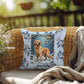 Golden Retriever Cream Pillow - Winter Golden Retriever pillow, indoor/outdoor dog decor, seasonal accent