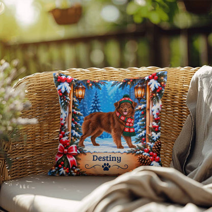 Australian Shepherd (Solid Red Coat) - Personalized Winter Throw Pillow for Aussie Dog Lovers
