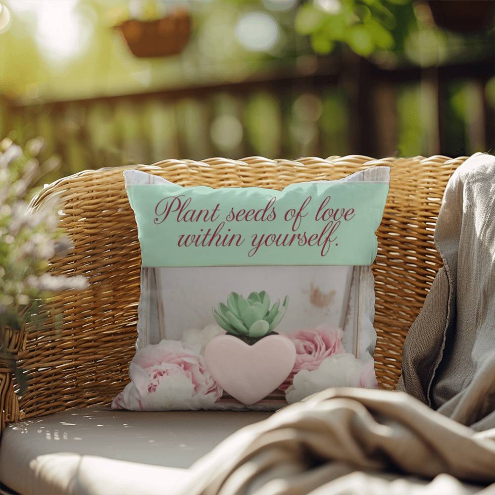 Plant Seeds Of Love Within Yourself: Indoor/Outdoor Pillow Self-Care for Relaxation, Mindfulness & Emotional Wellness