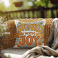 Stuffed With Joy pillow in autumn colors with mindful gratitude quote for cozy Thanksgiving décor