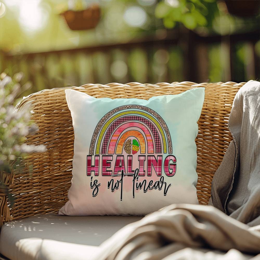 Healing Is Not Linear: Indoor/Outdoor Pillow for Wellness, Style & Stress Relief