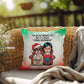 I’m on the Naughty List (Woman and Dog) Throw Pillow - Funny holiday home accent decorative pillow