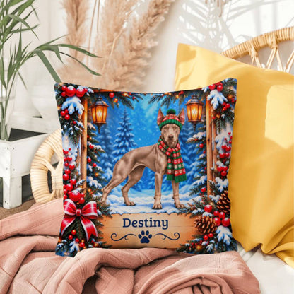 Doberman (Fawn Isabella Coat) - Personalized Throw Pillow, Winter Woodland Gift for Dog Lovers
