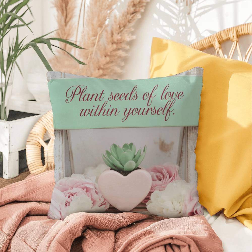 Plant Seeds Of Love Within Yourself: Indoor/Outdoor Pillow Self-Care for Relaxation, Mindfulness & Emotional Wellness
