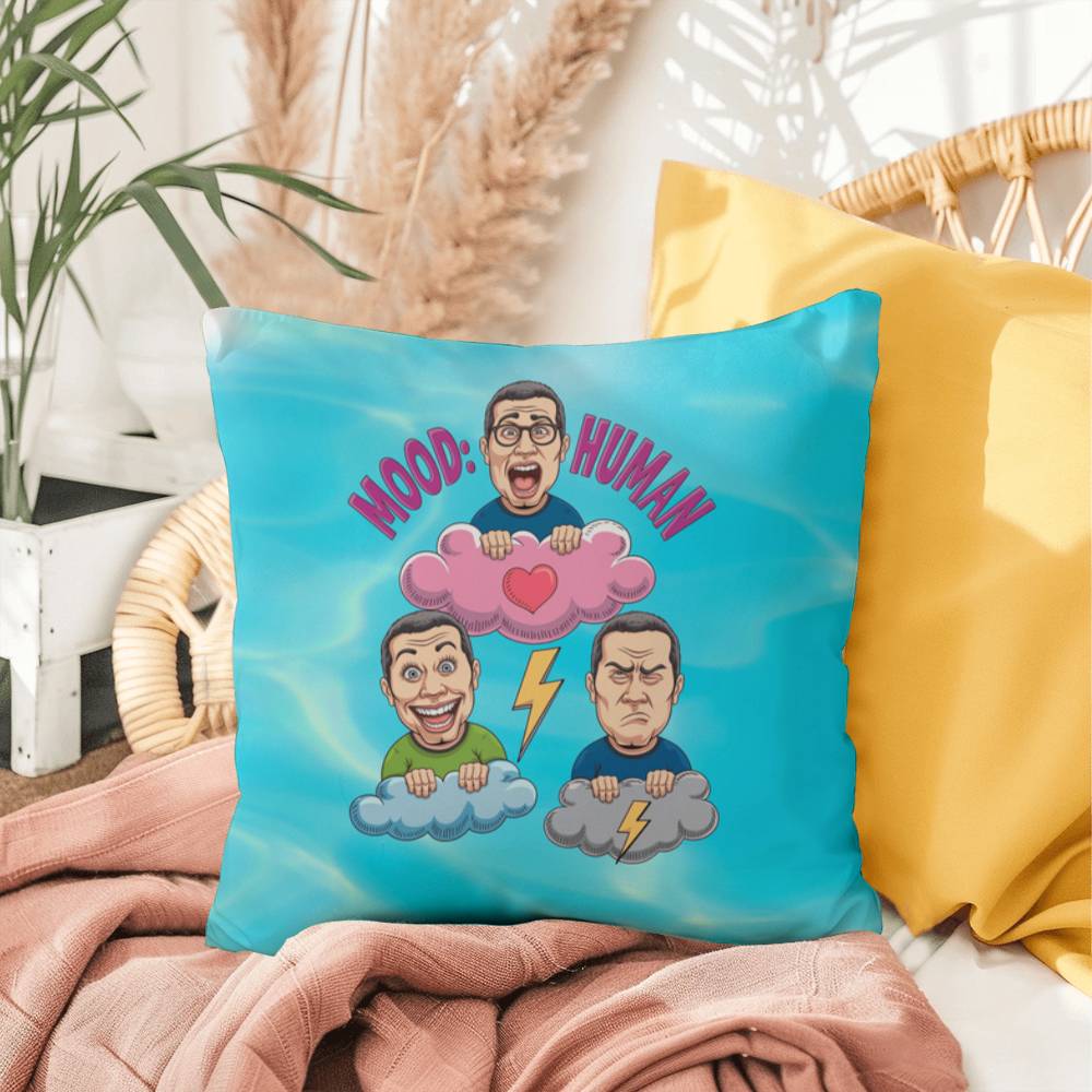 Mood: Human Indoor/Outdoor Pillow -Mental Health Support, Self-Care Decor, Anxiety Relief Throw Cushion