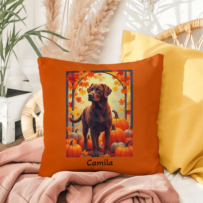 Chocolate Labrador Retriever pillow, personalized indoor outdoor lab dog cushion, home accent - MySisterIsASurvivor