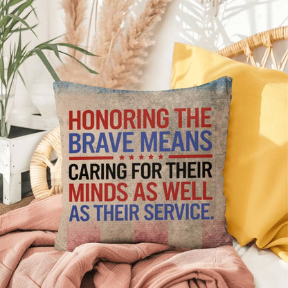 Honoring the Brave personalized outdoor pillow honoring veterans, PTSD warriors, and Memorial Day tribute