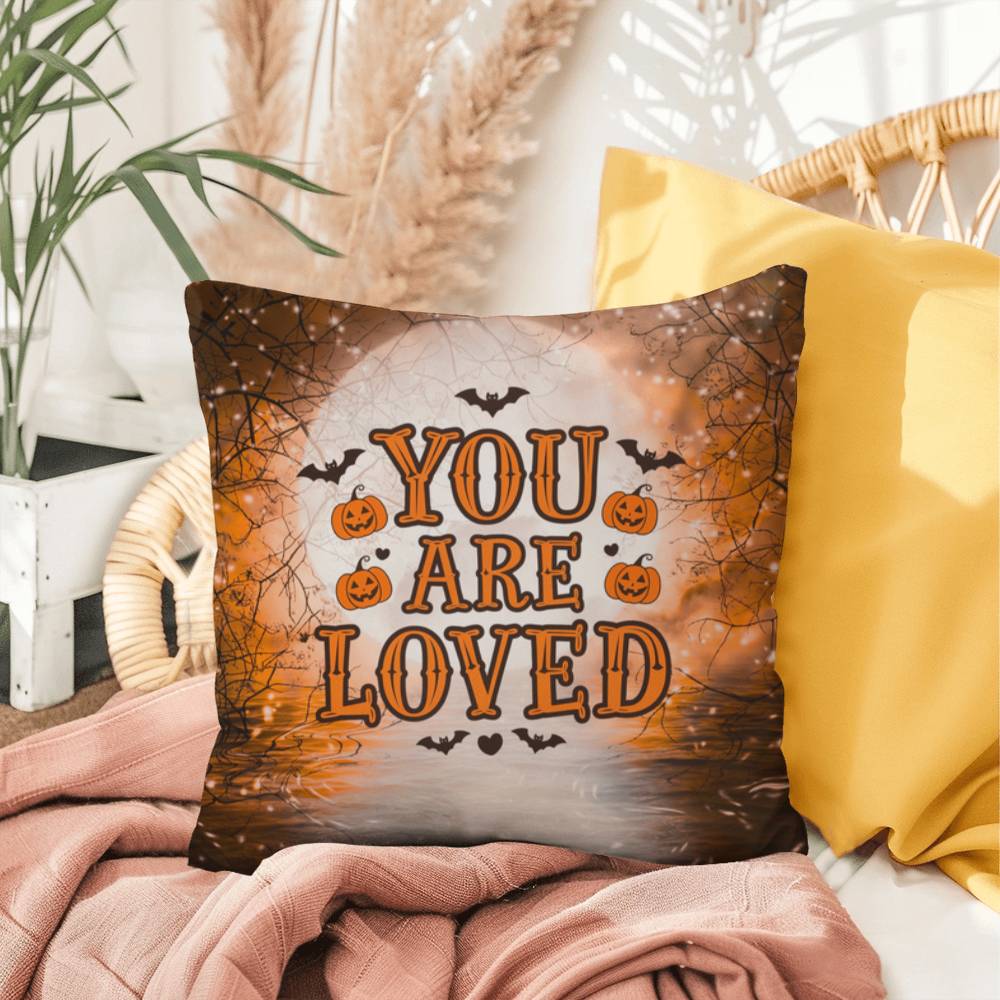 Mental health indoor/outdoor pillow with “You Are Loved” for comforting décor