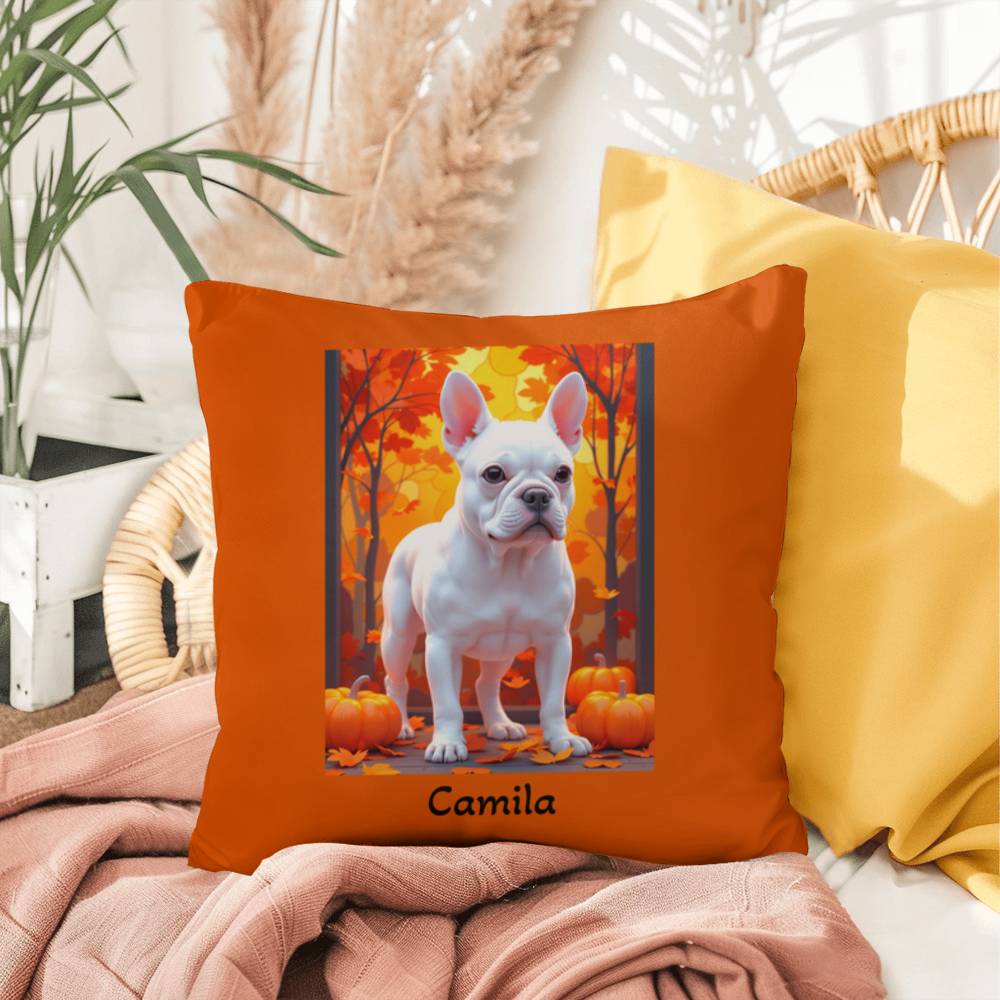 White French Bulldog pillow, personalized indoor outdoor dog cushion, custom Frenchie decor - MySisterIsASurvivor