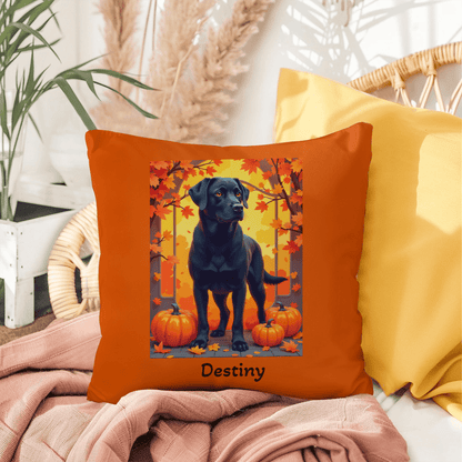 Black Labrador Retriever pillow, personalized indoor outdoor dog cushion for lab lovers - MySisterIsASurvivor