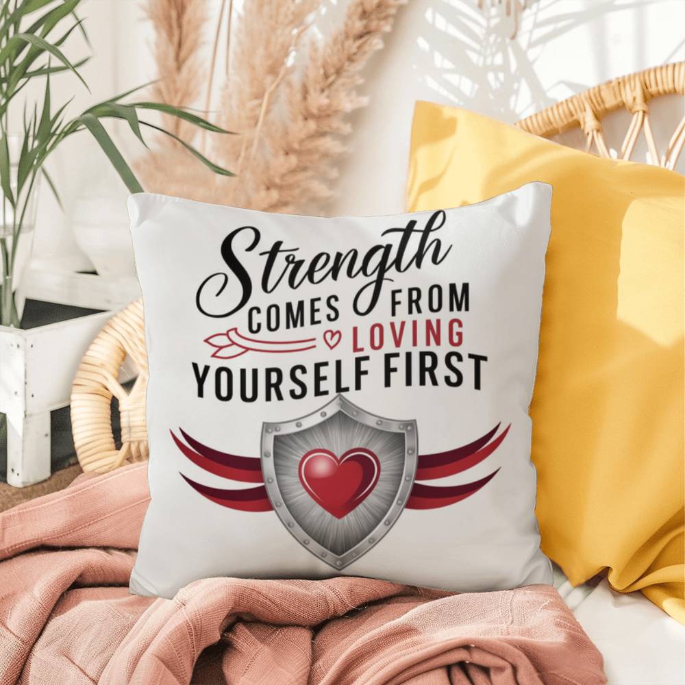 Strength Comes From Loving Yourself First: Indoor/Outdoor Pillow Self-Care for Relaxation, Mindfulness & Emotional Wellness