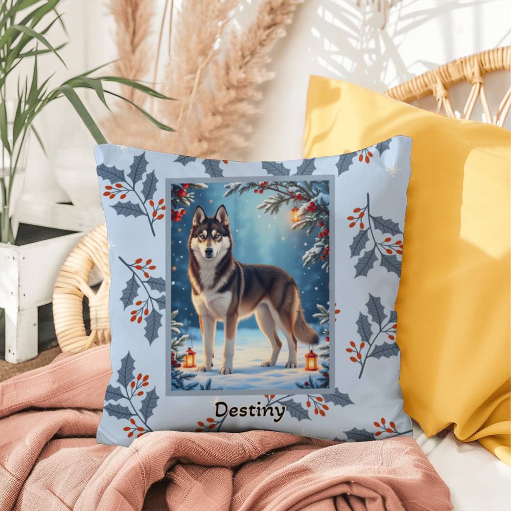 Husky Agouti & White Pillow - Arctic Husky throw pillow, cozy winter dog decor, personalized accent