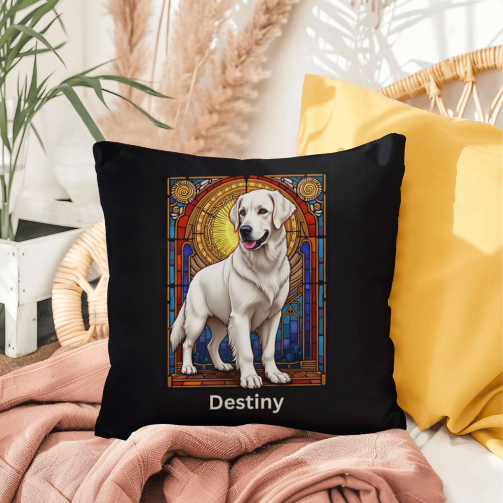 White Golden Retriever personalized indoor/outdoor pillow, dog lover home decor gift idea