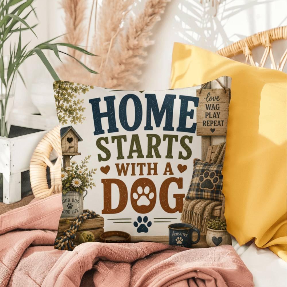 Shop our premium home starts with a dog throw pillow from MySisterIsASurvivor.