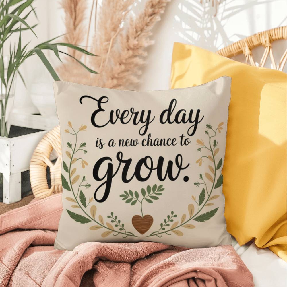 Every Day Is A New Chance To Grow: Indoor/Outdoor Pillow Self-Care for Relaxation, Mindfulness & Emotional Wellness