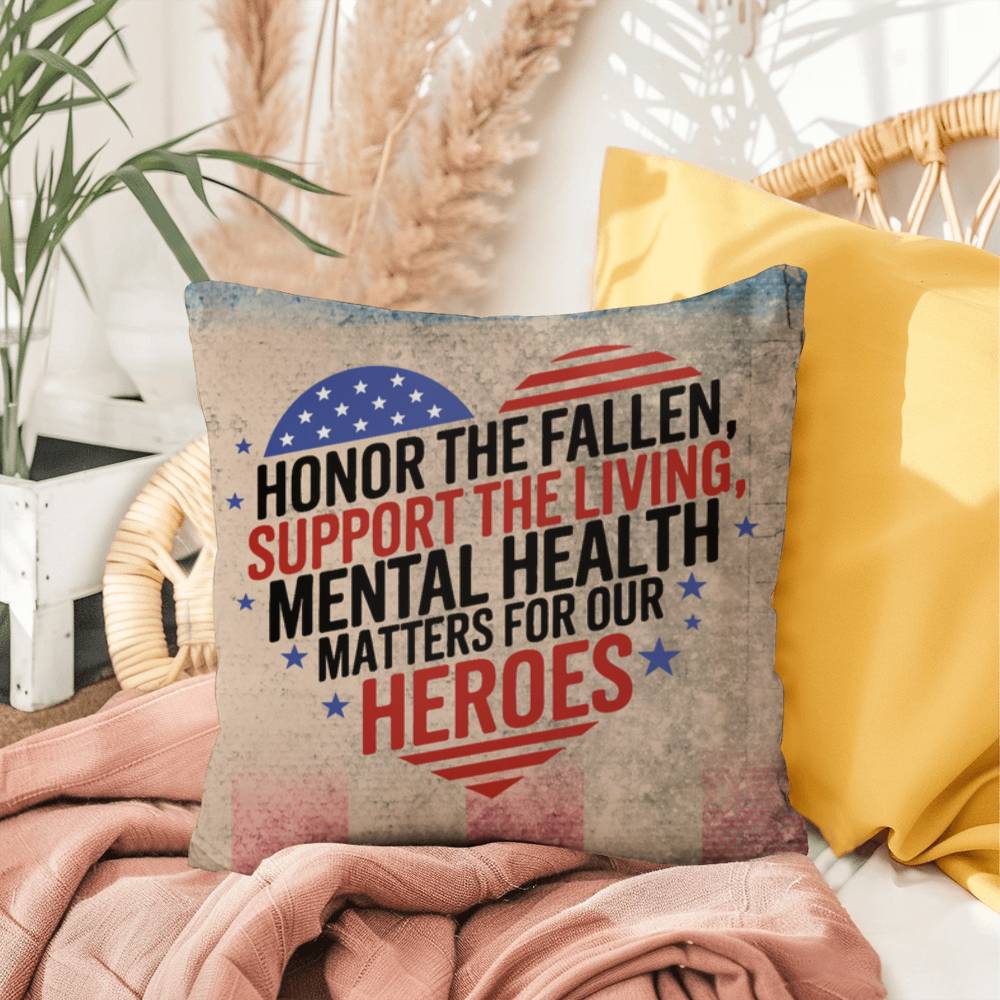Honor the Fallen personalized indoor outdoor pillow for veteran remembrance, Memorial Day tribute, and PTSD awareness