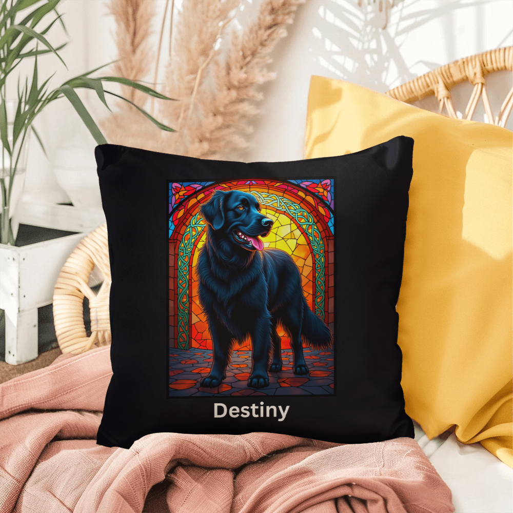 Black Golden Retriever personalized indoor/outdoor pillow, dog lover throw for home or patio decor